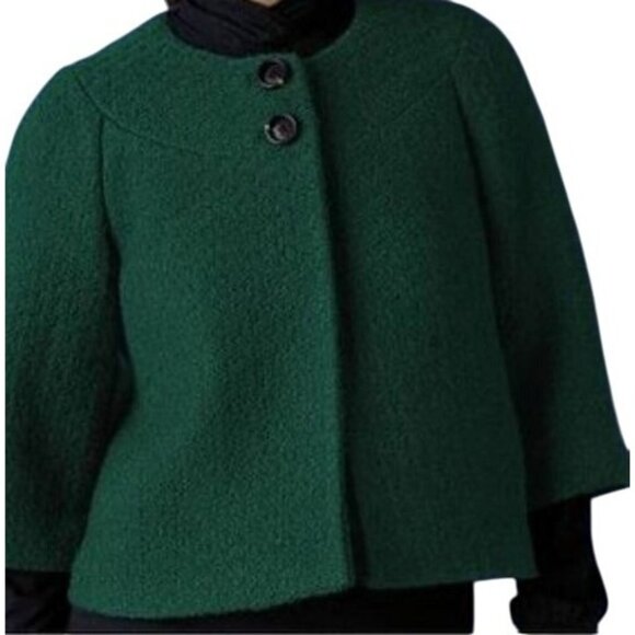 Y2K Banana Republic Wool Cropped Jacket 8 Swing Coat Tweed 60s Style 100% Wool - Picture 1 of 8